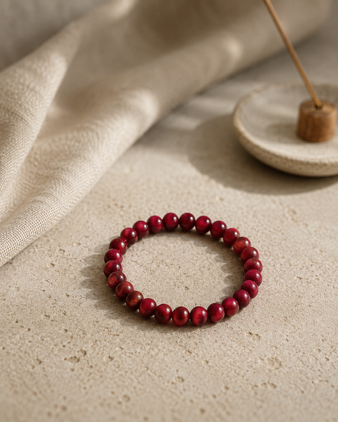Red Tiger Eye Natural Stone Beaded Stretch Bracelet | Boutique LH Montréal