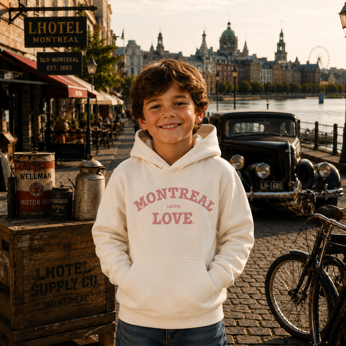 Montreal Love White Graphic Hoodie | Kids Category | Boutique LH Montréal