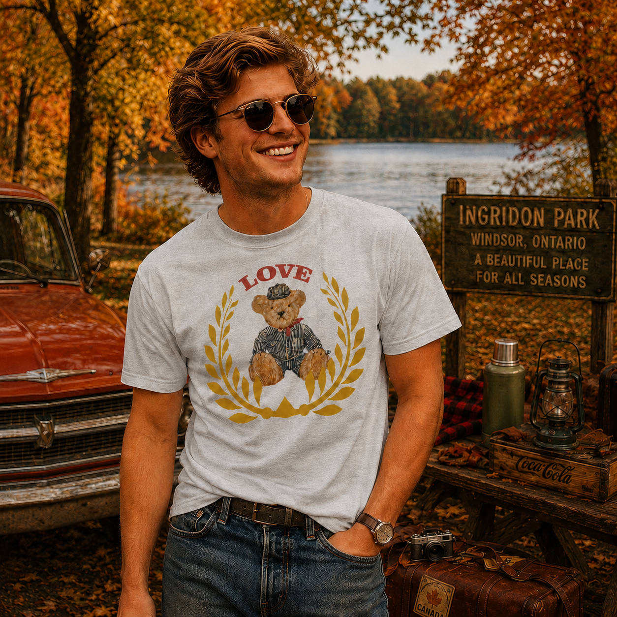 Emma Unisex T-Shirt – LOVE Crest Bear White | Boutique LH Montréal