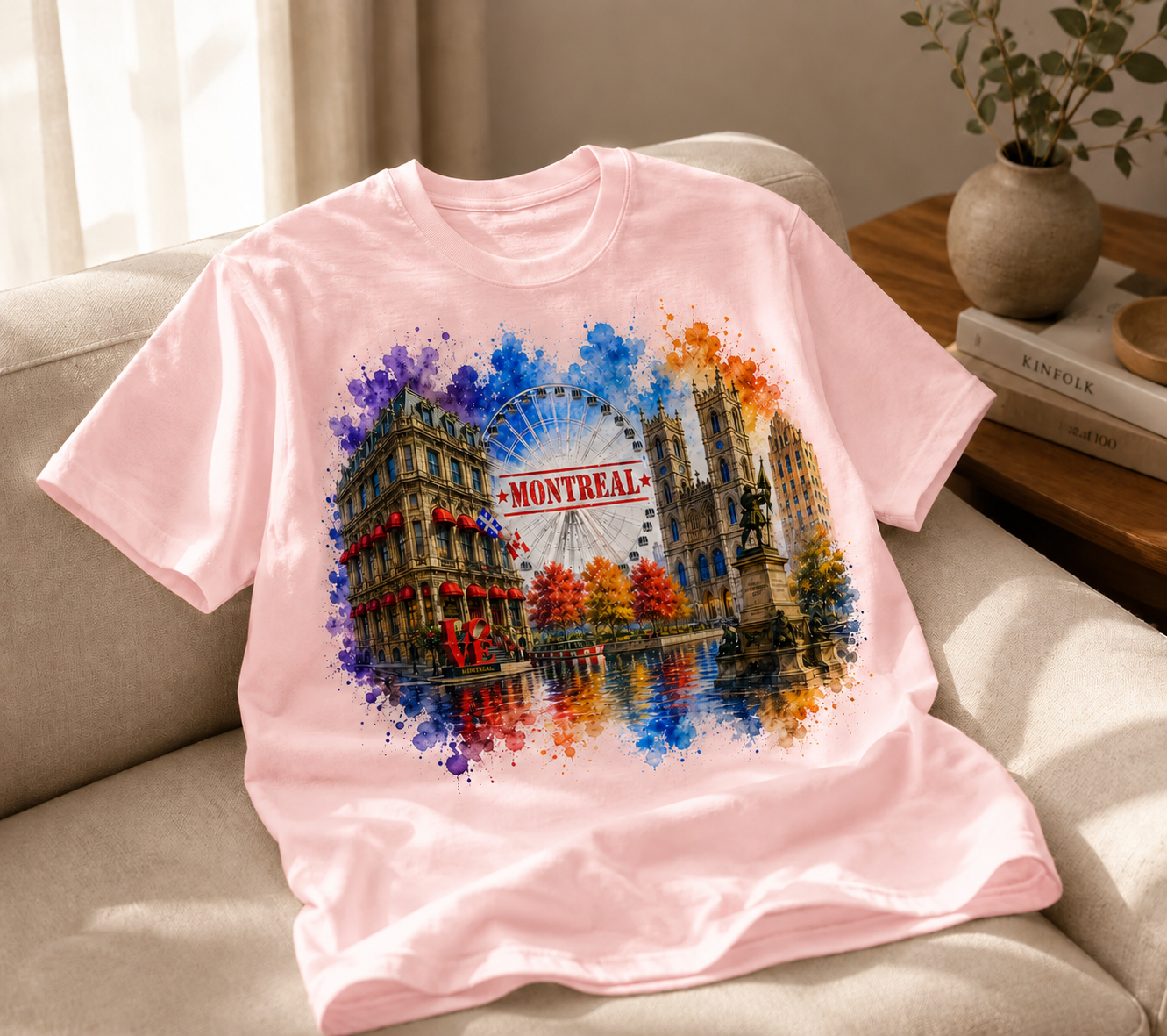 Montréal Aquarelle T-Shirt – Cityscape Art Souvenir | Boutique LH Montréal
