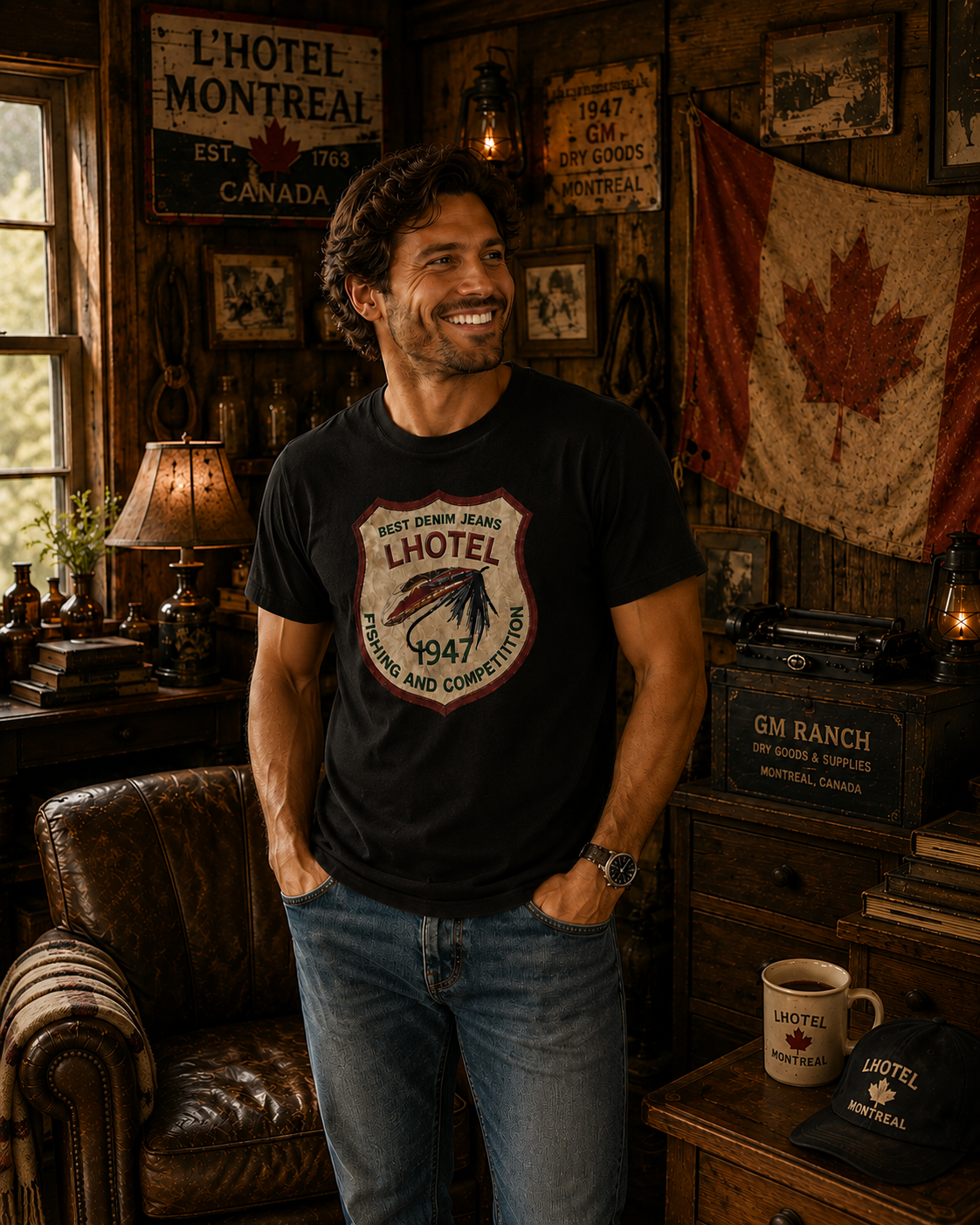 LHotel 1947 Heritage Fishing T-Shirt – Natural Cream | Boutique LH Montréal