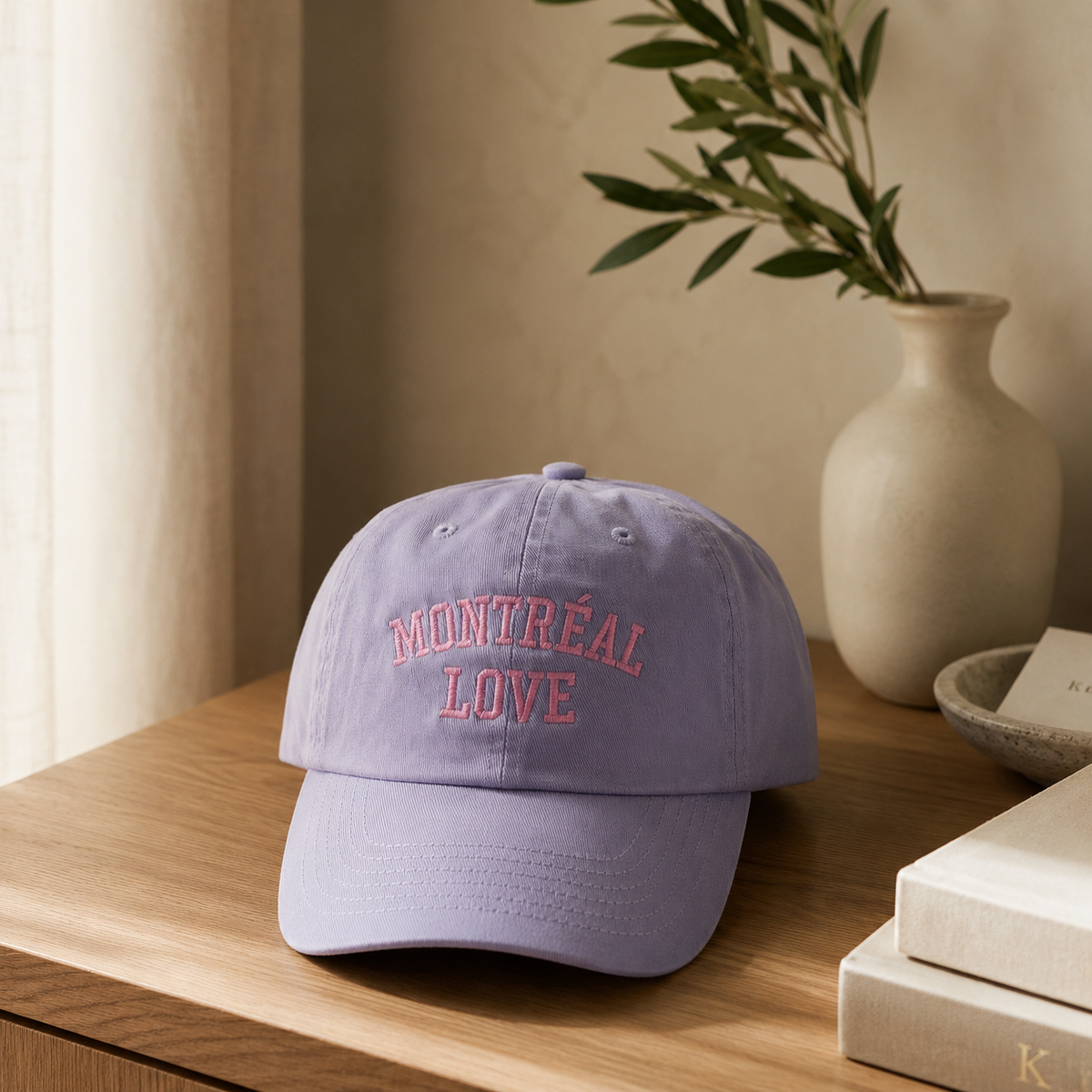 Montréal LOVE Embroidered Baseball Cap | Lavender Cotton Dad Hat | Boutique LH Montréal