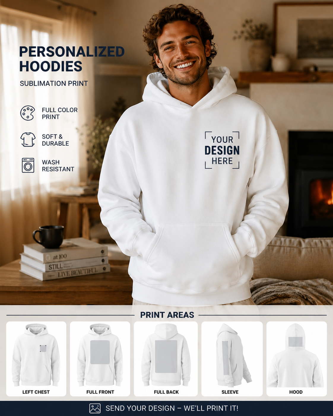 Personalized Custom Hoodie – Sublimation Print | Boutique LH Montréal