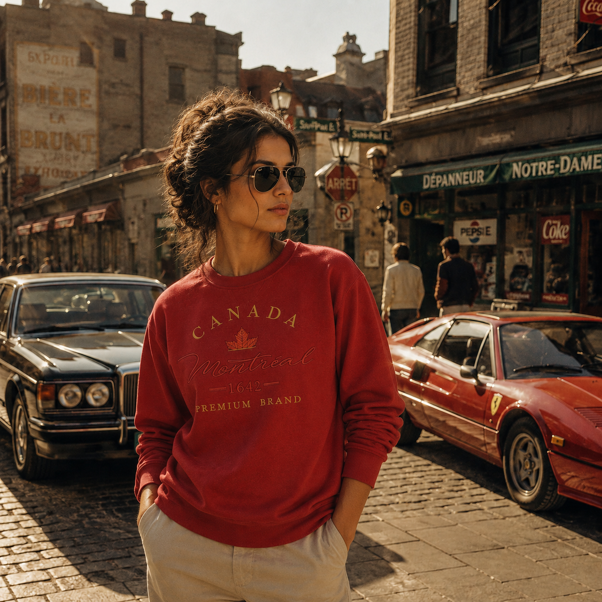 Canada Montréal 1642 Premium Brand Crewneck – Red | Boutique LH Montréal