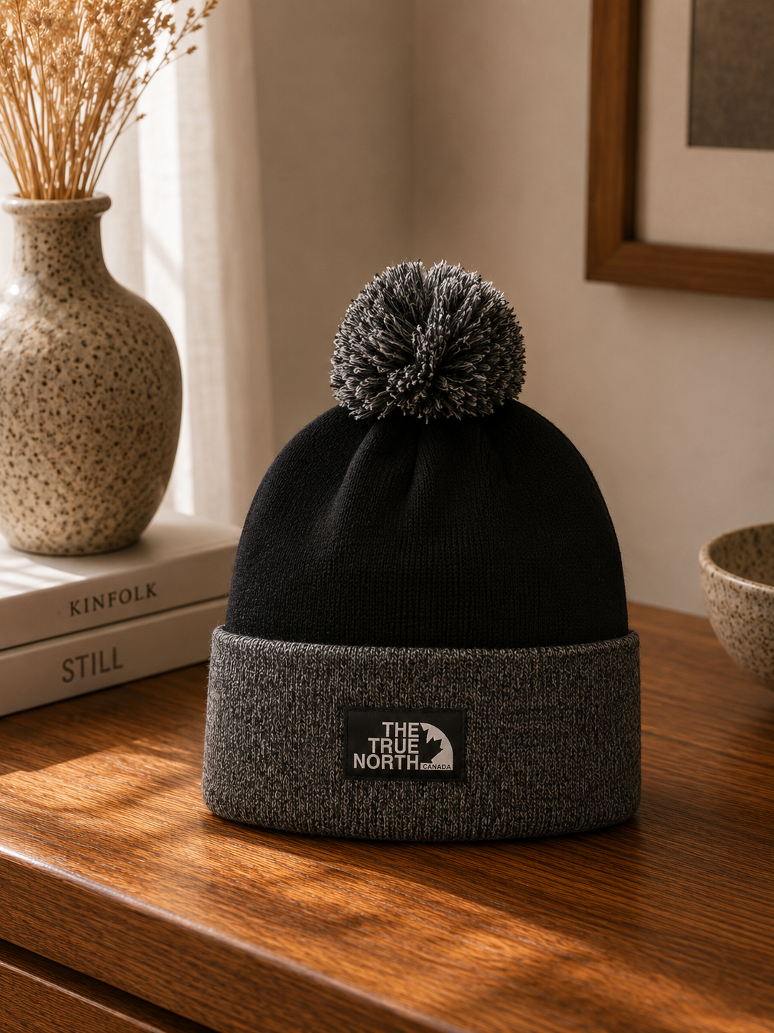 The True North Canada Pompom Beanie – Black | Boutique LH