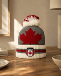 Canada Maple Leaf Pompom Beanie – Kids Winter Hat | Boutique LH Montréal