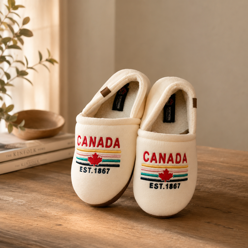 Canada Est. 1867 Plush Memory Foam Slippers | Boutique LH Montréal