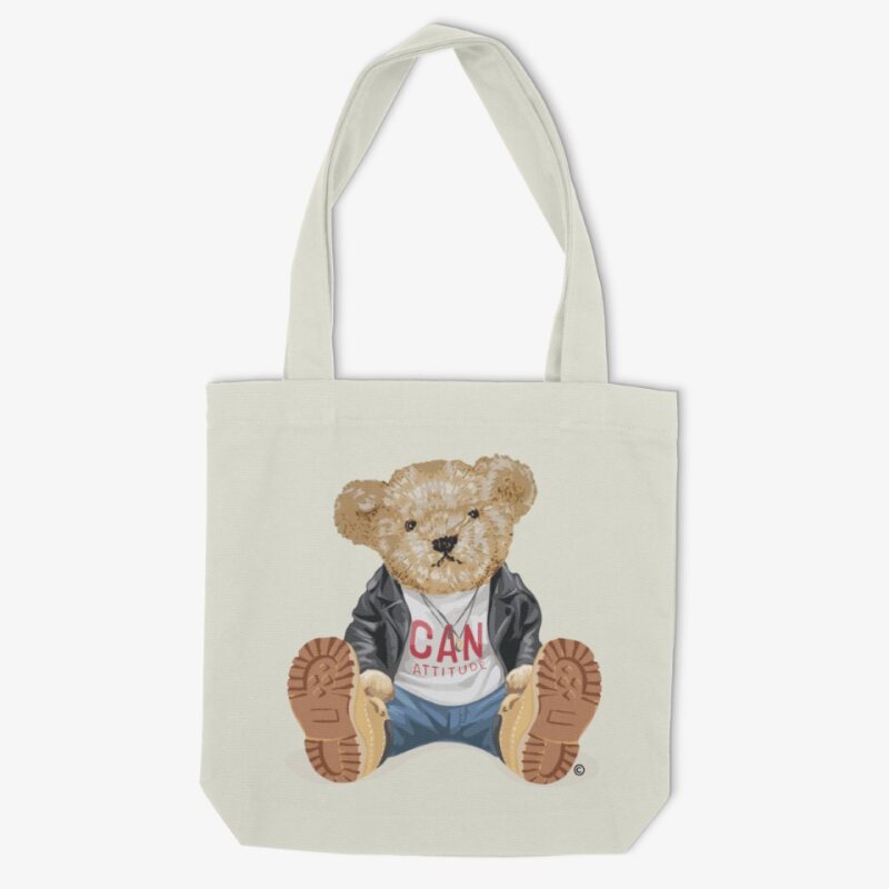 Eli Tote Bag – CAN Attitude Bear Natural Canvas | Boutique LH Montréal